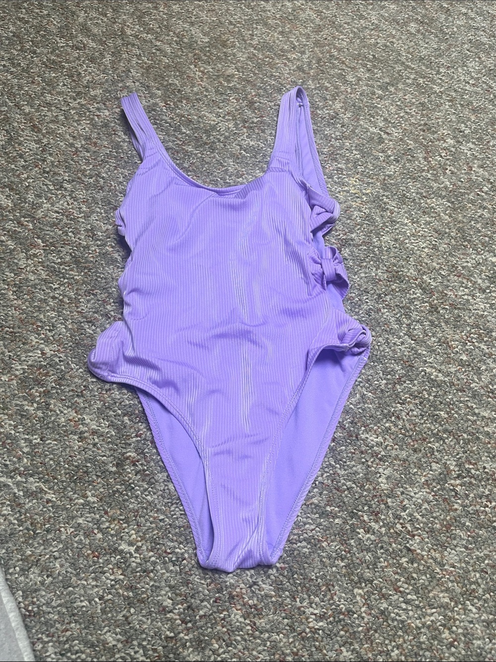 No Boundaries Lavender Ribbed One-Piece Swimsuit